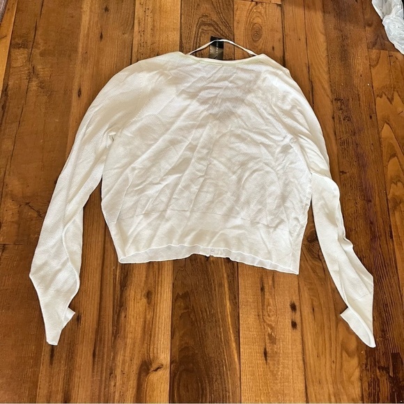 Lane Bryant Cropped Mesh Zip Up Cardigan Sweater 18/20 Athletic White S - Picture 6 of 6